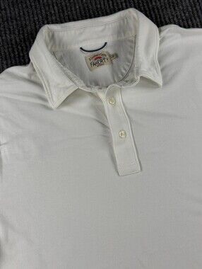 Faherty Polo Mens Large Short Sleeve White Pima Cotton Modal Stretch Casual